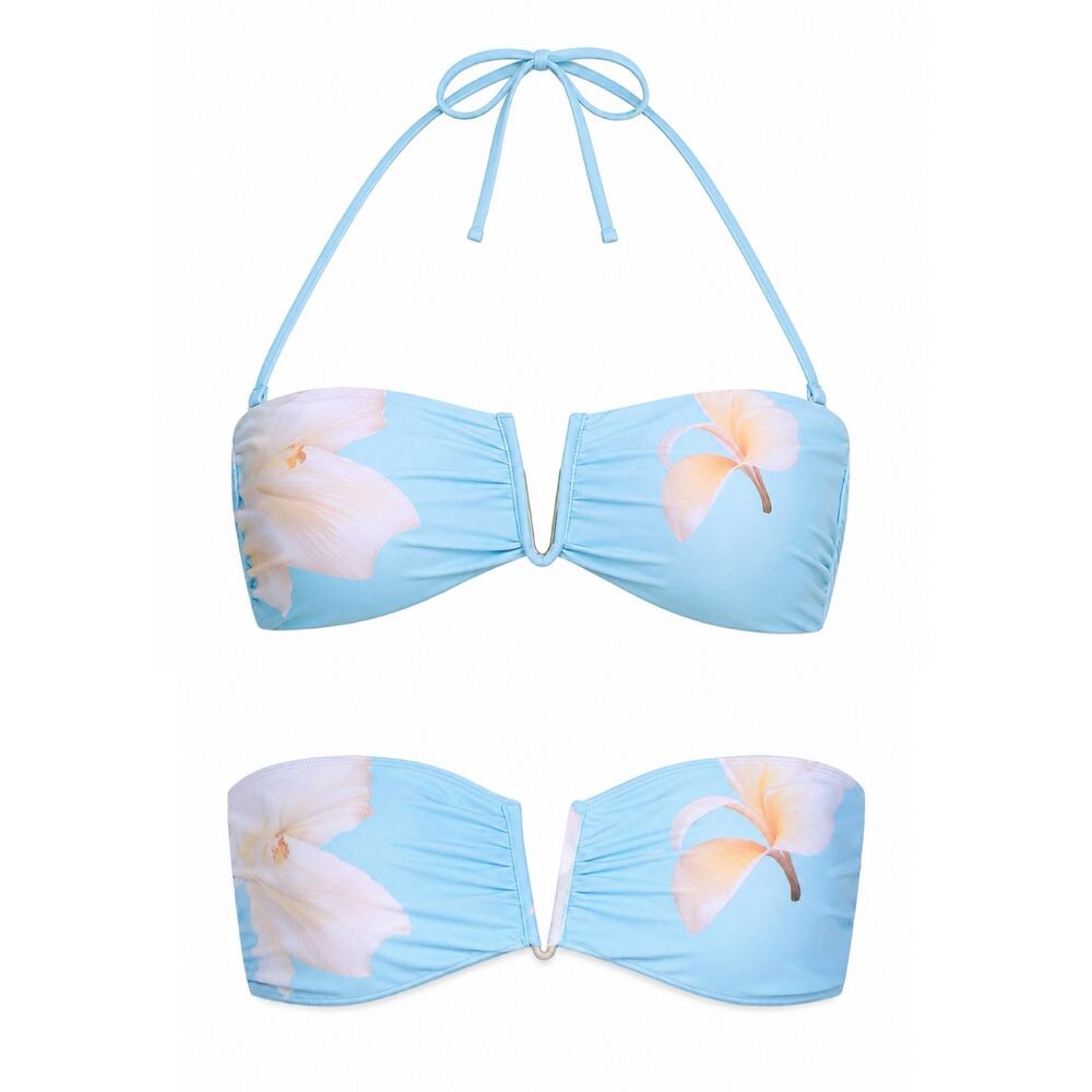 6 SHORE ROAD Convertible Floral Halter Bandeau Bikini Top